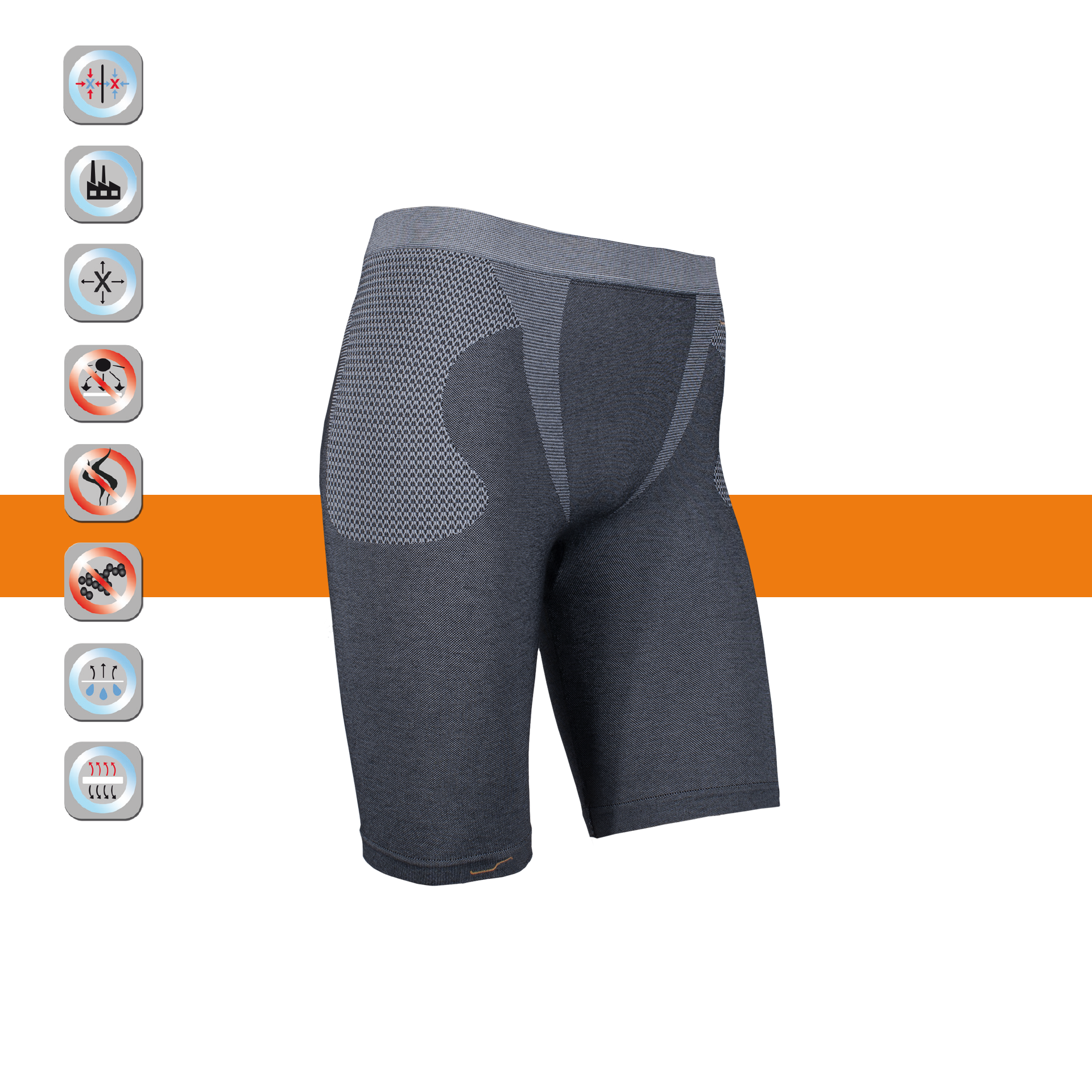 SIMLOC Orange Line Adult Thermo Shorts